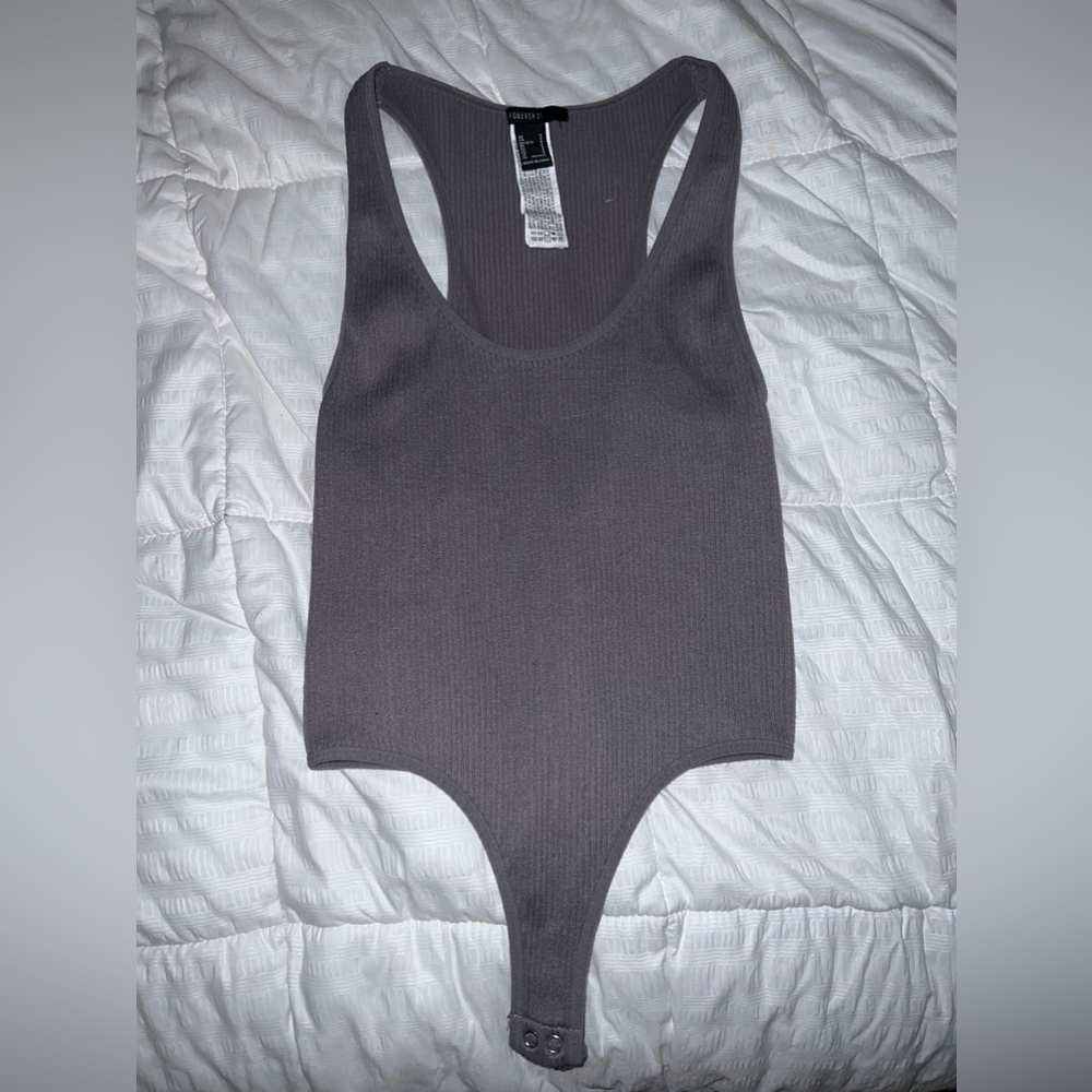 Gray, ribbed bodysuit